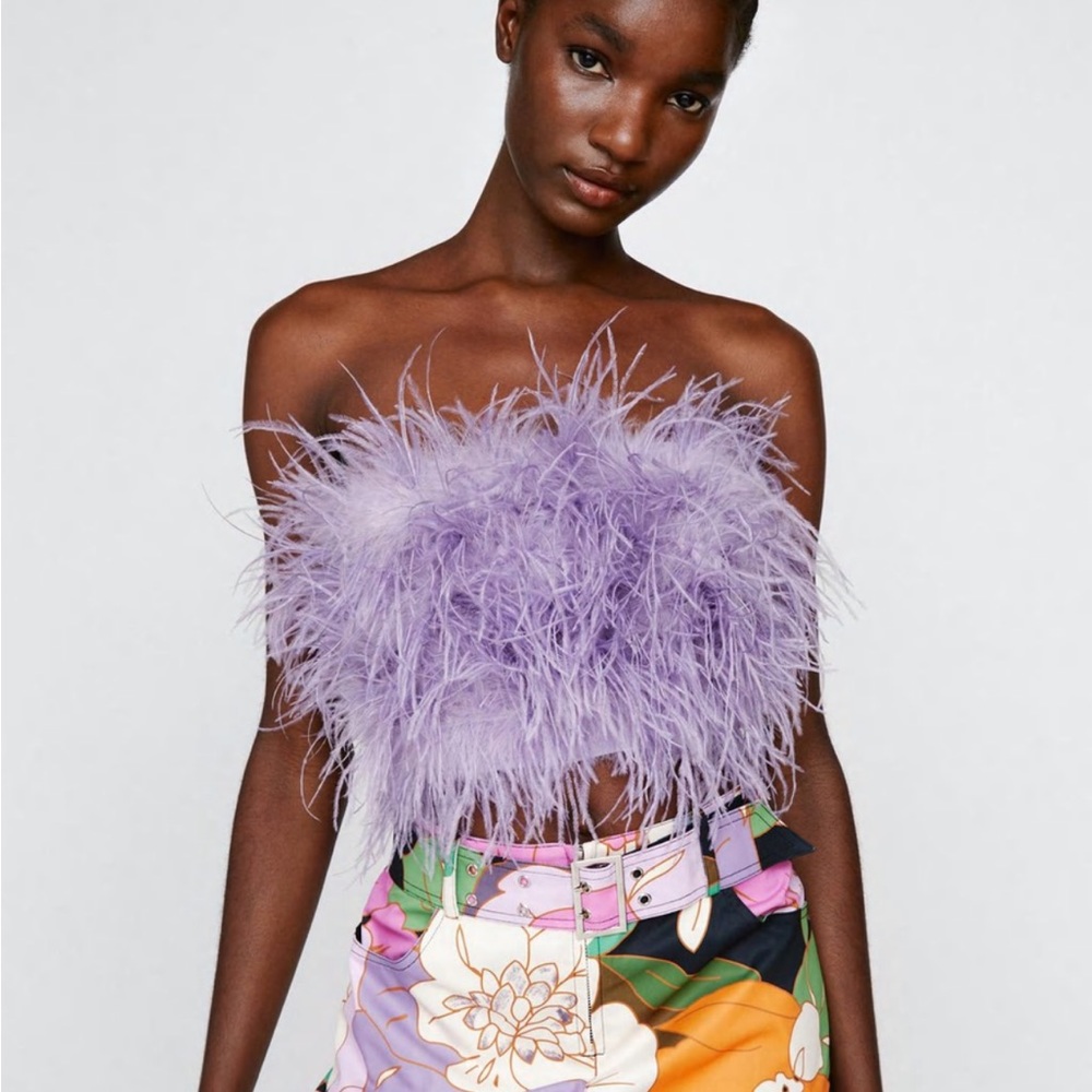 Nasty Gal Purple Feather Top 6 NWT
